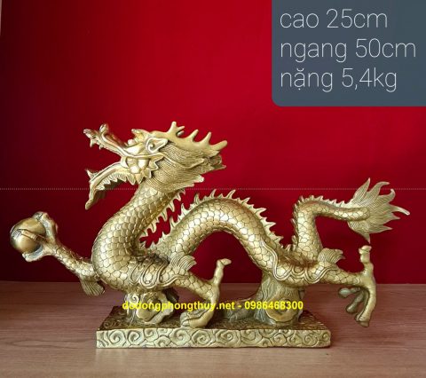 Tượng đồng nhất long vờn ngọc mang lại công danh tài lộc cho gia chủ