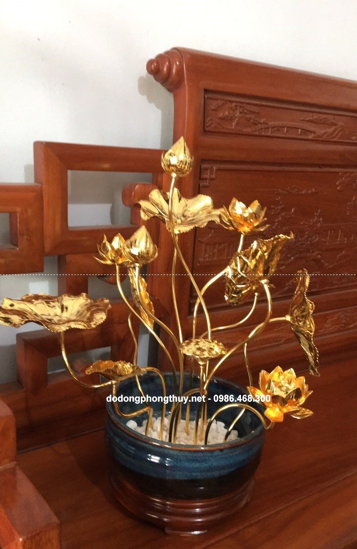 hoa sen đồng mạ vàng