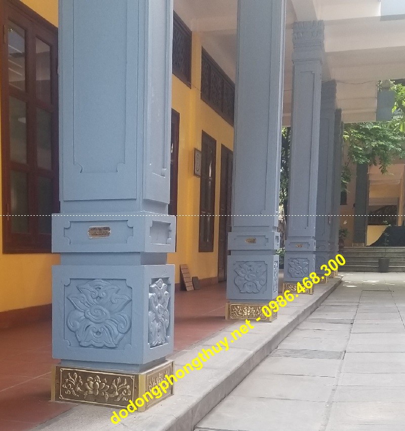 ốp cột bê tông bằng đồng tại chùa Tứ Kỳ